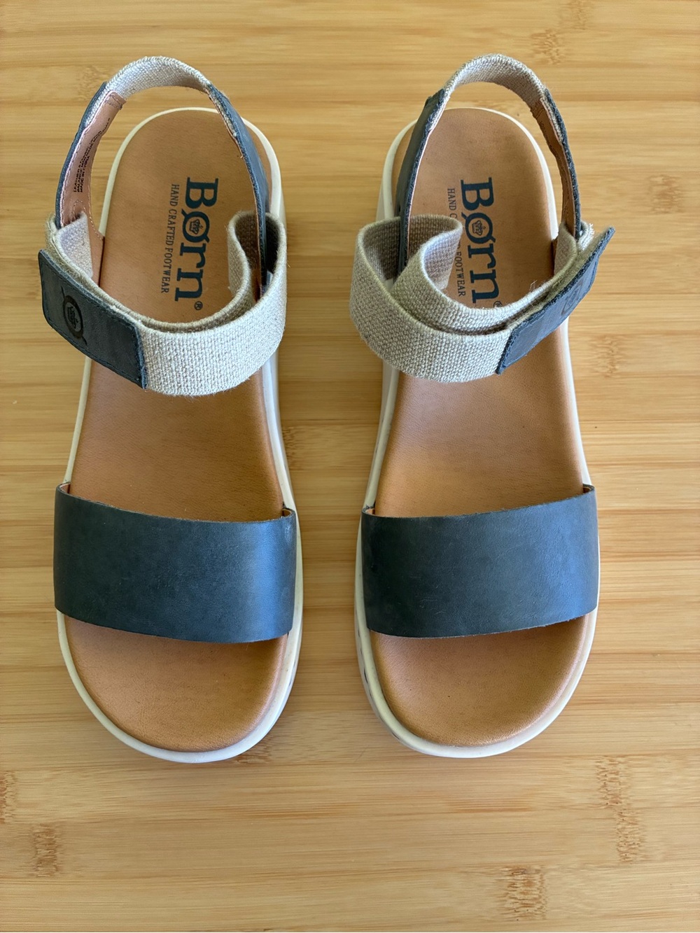 Born Leather Kayla Sandal Navy Tan Women’s 7